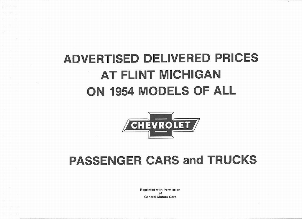 1954 Chevrolet Price List Page 2